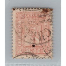 NORUEGA 1867 YV 15 ESTAMPILLA USADA 60 EUROS